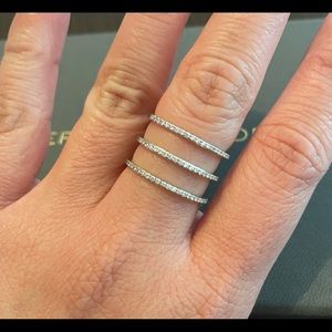 EF COLLECTION 14k White Gold Diamond Triple Spiral Statement Ring Size 7